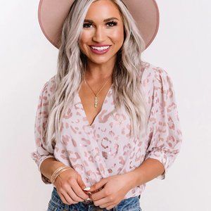 Spotlight Spectacle Leopard Bodysuit in Blush -- SMALL